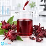 عصاره چای ترش کنار کاسبرگ‌های قرمز گیاه